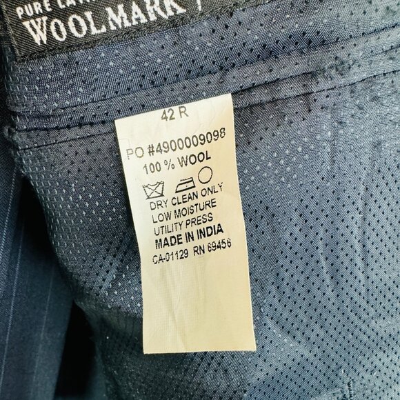 Michael Michael Kors 2 pc suit 42R Blazer 36 X 28 Trousers blue striped wool - Picture 10 of 12